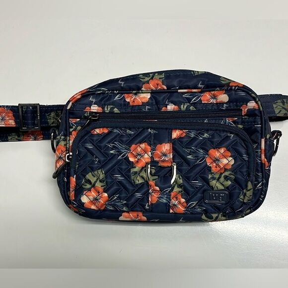 Lug Carousel Blue Floral Adjustable Convertible Belt Bag/ Crossbody RFID Purse - Picture 1 of 16